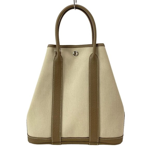 Auth HERMES Garden File PM - Beige Etoupe Toile Military Negonda Z Tote Bag - Picture 2 of 16